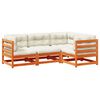 vidaXL Set de sof&aacute;s jard&iacute;n 4 pzas con cojines madera pino marr&oacute;n cera