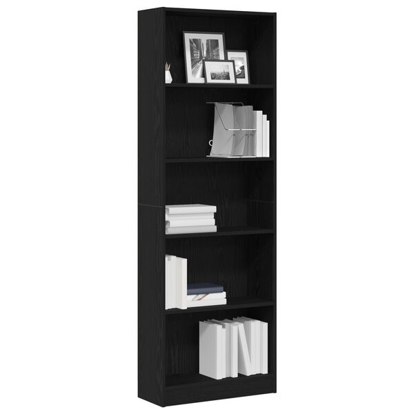vidaXL Estante de libros Roble Negro 60 x 24 x 176 cm