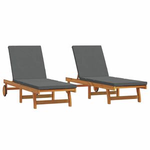 vidaXL Tumbona 2 pcs Marrón 63 x 199 x 85cm Madera maciza de Acacia