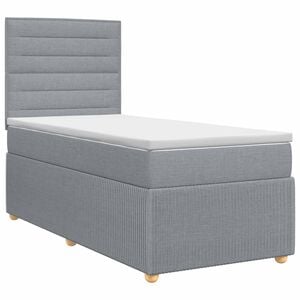 vidaXL Cama box spring con colch&oacute;n Gris Claro Individual Tela