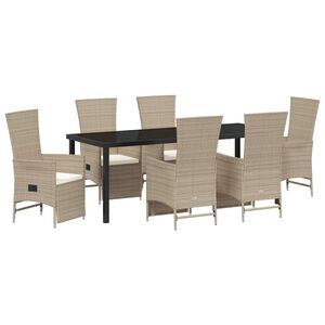 vidaXL Conjunto de Comedor de Jard&iacute;n 7 pcs Beige rat&aacute;n sint&eacute;tico