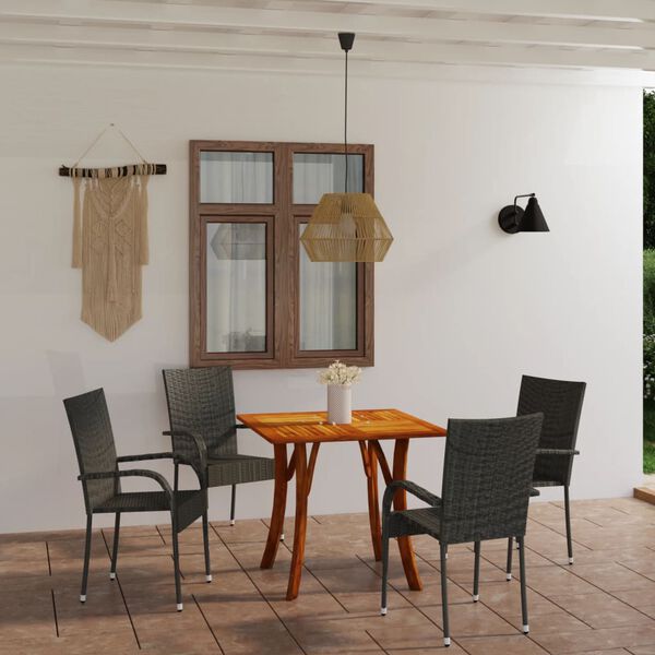 vidaXL Juego de comedor para jard&iacute;n 5 piezas gris