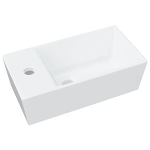 vidaXL Lavabo blanco de cer&aacute;mica de 48x25x15 cm