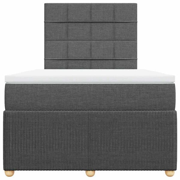 vidaXL Cama box spring con colch&oacute;n tela gris oscuro 120x190 cm