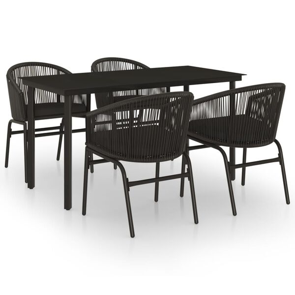 vidaXL Juego de comedor para jardín 5 piezas negro