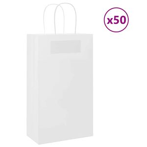 vidaXL Bolsas de papel con asas 50 uds blanca 21x11x36 cm