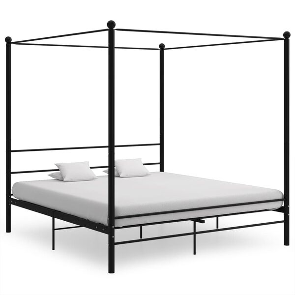 vidaXL Estructura de cama con dosel sin colchón metal negro 180x200 cm