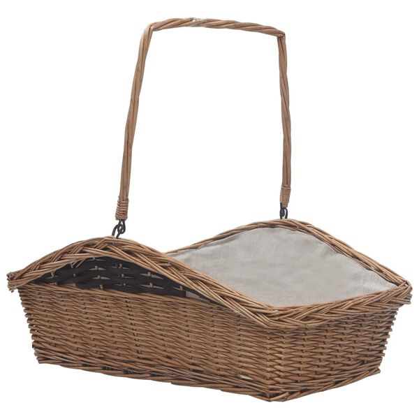 vidaXL Cesta para leña con asas sauce marrón 61,5x46,5x58 cm