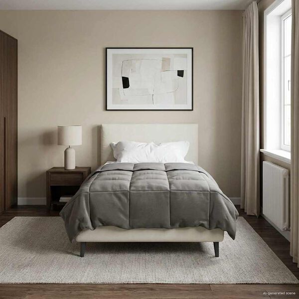 vidaXL Edred&oacute;n de Todo el A&ntilde;o Gris Claro 155 x 200 cm Microfibra