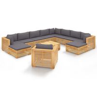 vidaXL Juego muebles de jardín 12 piezas y cojines madera maciza teca