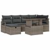 vidaXL Conjunto de sof&aacute; de jard&iacute;n 7 uds. Gris rat&aacute;n sint&eacute;tico