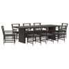vidaXL Juego de comedor para exteriores 9 uds. Negro rat&aacute;n sint&eacute;tico