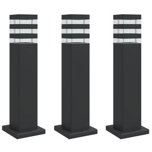 vidaXL L&aacute;mparas de suelo de exterior 3 unidades aluminio negro 50 cm