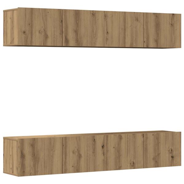 vidaXL Muebles de TV de pared 4 uds madera ingenier&iacute;a roble artesanal