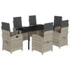 vidaXL Set comedor jard&iacute;n 7 pzas y cojines rat&aacute;n sint&eacute;tico gris claro