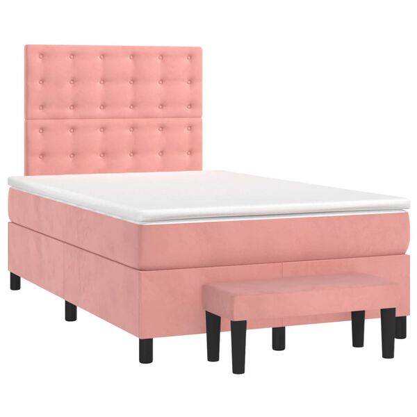 vidaXL Cama box spring con colch&oacute;n terciopelo rosa 120x200 cm