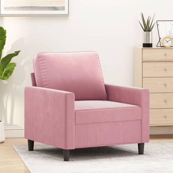 vidaXL Sill&oacute;n de terciopelo rosa 60 cm