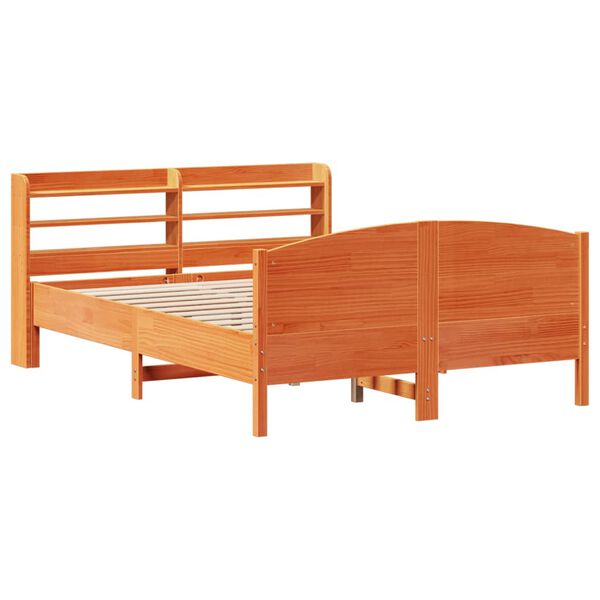 vidaXL Estructura de cama sin colchón madera maciza marrón 135x190 cm