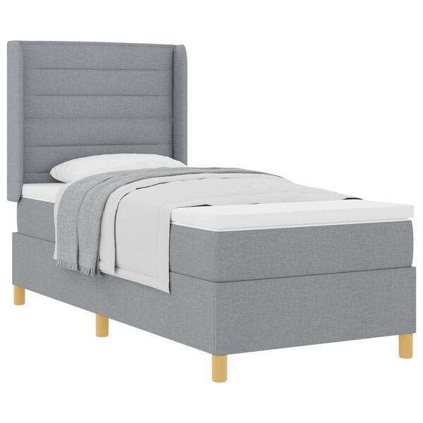 vidaXL Cama con Somier con colch&oacute;n Gris claro 100 x 200 cm tela