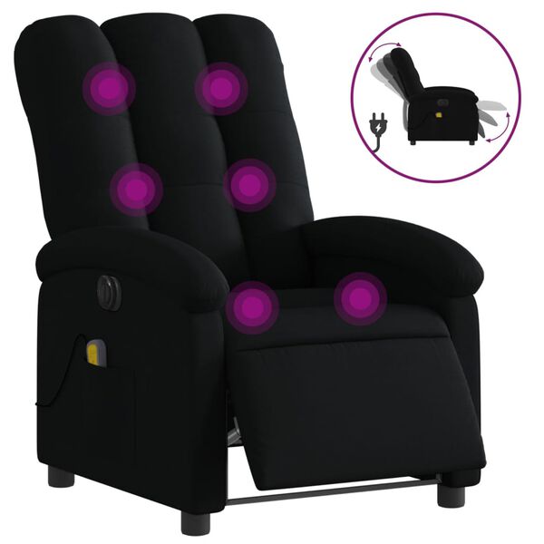 vidaXL Sill&oacute;n reclinable de masaje el&eacute;ctrico tela negro
