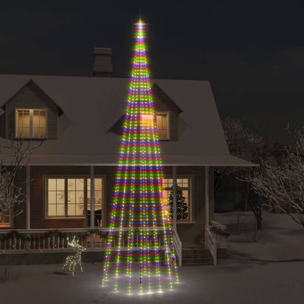 vidaXL &Aacute;rbol de Navidad en asta de bandera 1134 LED de colores 800 cm
