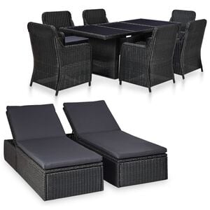 vidaXL Juego de comedor de jard&iacute;n 9 piezas rat&aacute;n sint&eacute;tico negro