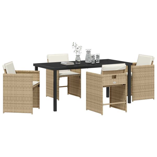 vidaXL Conjunto de Comedor de Jardín 5 pcs Beige ratán sintético