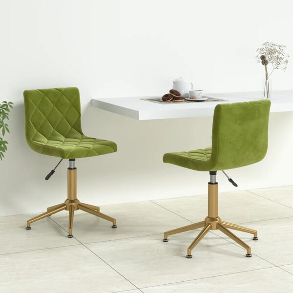 vidaXL Sillas de comedor giratorias 2 unidades terciopelo verde claro
