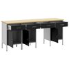 vidaXL Armario de trabajo con cajón 4 pcs Negro 200 x 55 x 85 cm