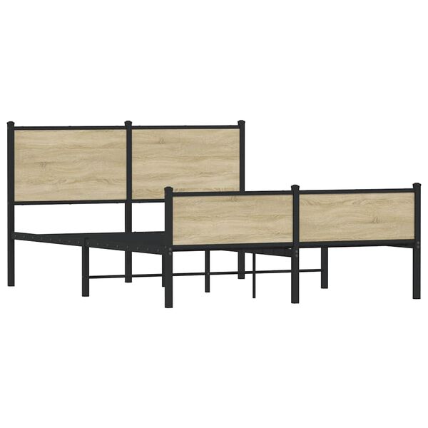 vidaXL Estructura de cama sin colch&oacute;n metal roble Sonoma 140x190 cm