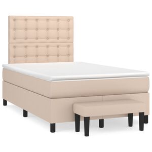 vidaXL Cama box spring con colch&oacute;n cuero sint&eacute;tico capuchino 120x200cm