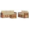vidaXL Juegos de sof&aacute;s 6 pcs Natural y Beige Madera de Acacia S&oacute;lida