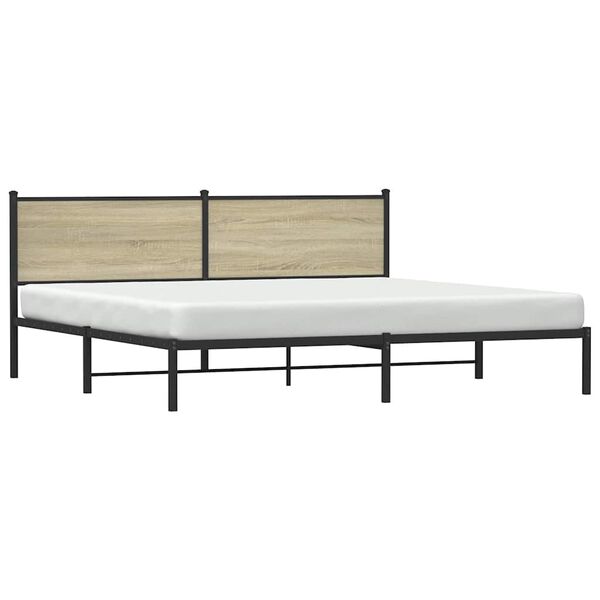 vidaXL Estructura de cama sin colch&oacute;n metal roble Sonoma 193x203 cm