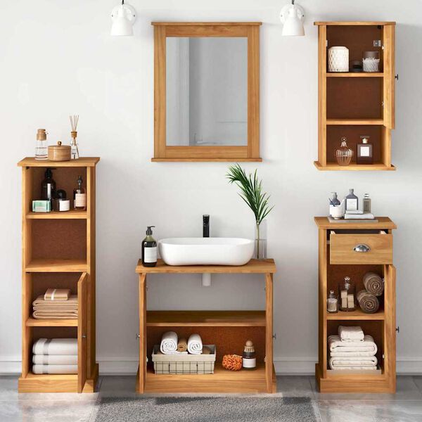 vidaXL Juego de muebles de ba&ntilde;o con caj&oacute;n VIGO 5 pcs Marr&oacute;n miel