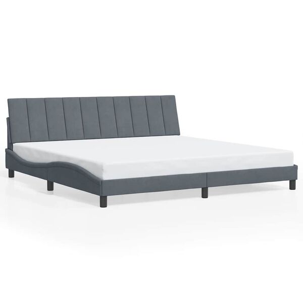 vidaXL Estructura de cama sin colch&oacute;n Hanko terciopelo gris oscuro 200x200 cm