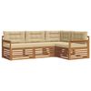 vidaXL Conjunto de sof&aacute;s de exterior con coj&iacute;n 4 pcs Natural y Beige
