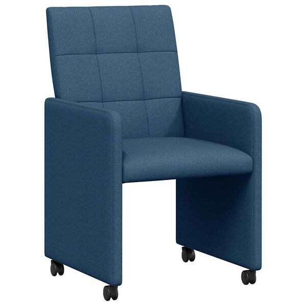 vidaXL Sillas de Comedor con Ruedas 2 pcs Azul 58 x 65 x 94 cm tela