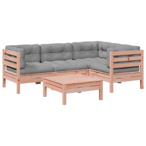 vidaXL Set de sof&aacute;s jard&iacute;n 5 pzas con cojines madera abeto Douglas