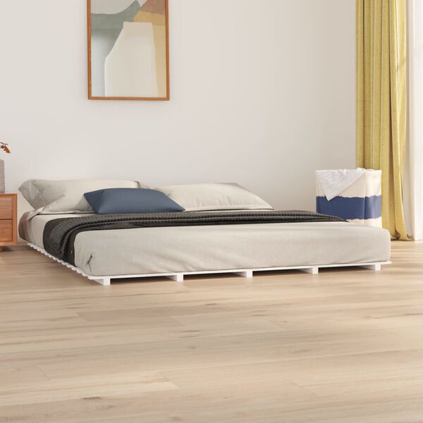 vidaXL Estructura de cama madera maciza de pino blanco 180x200 cm