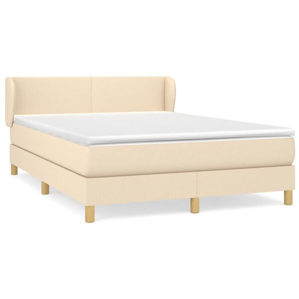 vidaXL Cama box spring con colch&oacute;n tela color crema 140x190 cm