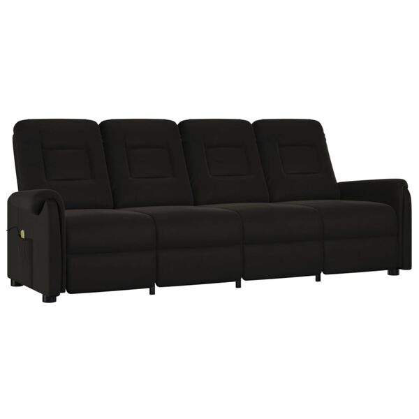 vidaXL Sill&oacute;n reclinable de masaje de 4 plazas tela microfibra negro
