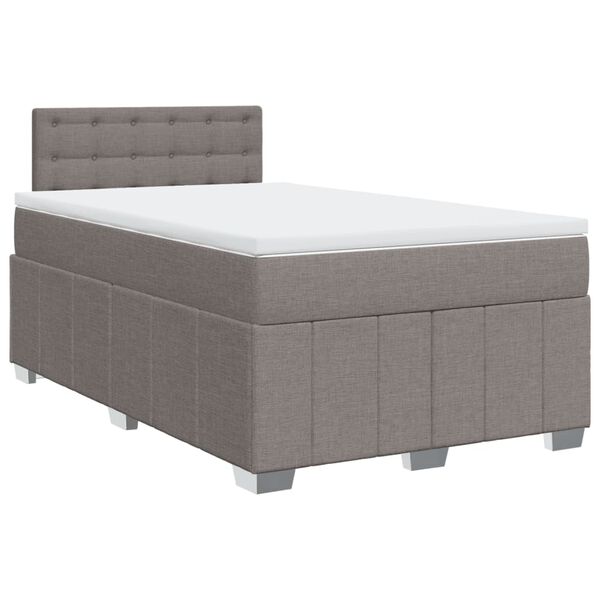 vidaXL Cama box spring con colch&oacute;n tela gris taupe 120x190 cm