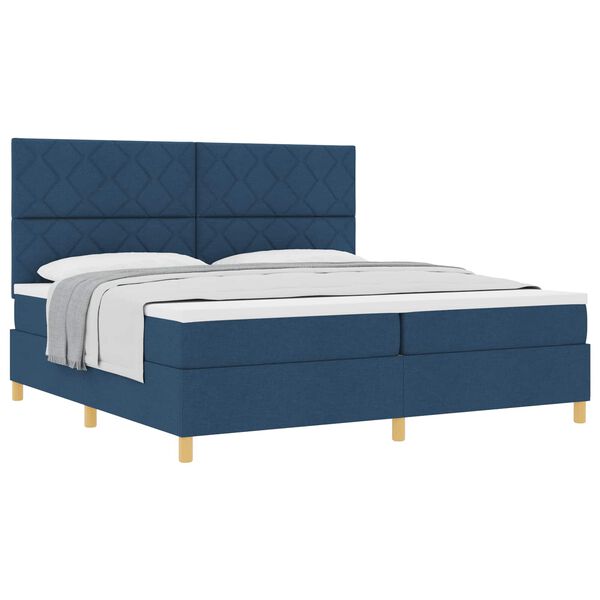 vidaXL Cama tipo Box Spring con colch&oacute;n Azul 200 x 200 cm tela