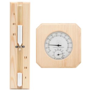 vidaXL Higroterm&oacute;grafo y reloj de arena para sauna 2 en 1 madera pino