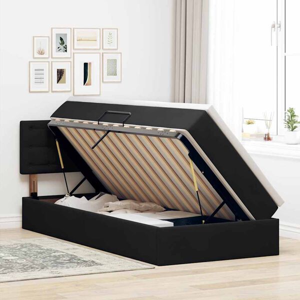 vidaXL Cama con almacenamiento Negro 100 x 200 cm Terciopelo