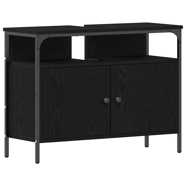 vidaXL Gabinete de Lavabo para Ba&ntilde;o Roble negro 80 x 30 x 60 cm