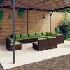 vidaXL Set muebles de jardín 10 pzas y cojines ratán sintético marrón