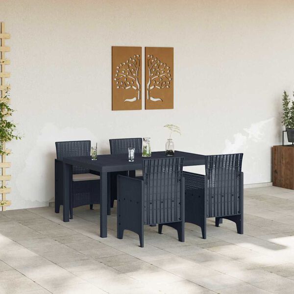 vidaXL Conjunto de Comedor de Jardín 5 pcs Antracita Ratan Polt