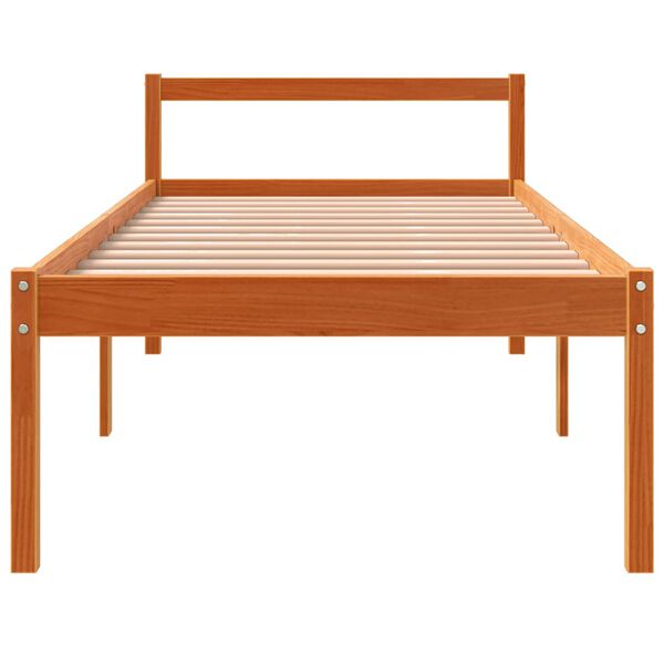 vidaXL Cama para mayores madera maciza de pino marr&oacute;n cera 90x190 cm