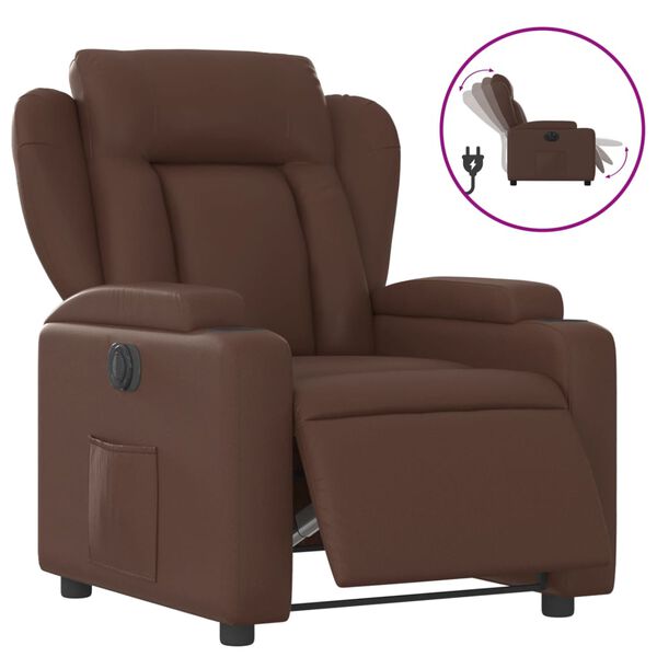 vidaXL Sillón reclinable eléctrico de cuero sintético marrón